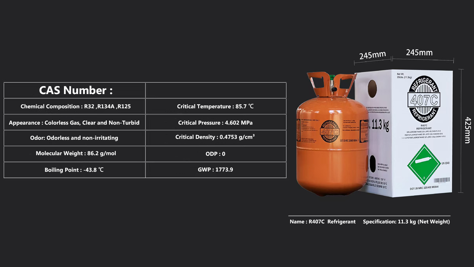 25LBS_R407C_Refrigerant_Specifications